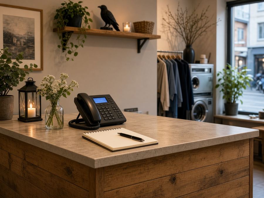 Contact desk at Magic Raven Laundry in Trondheim